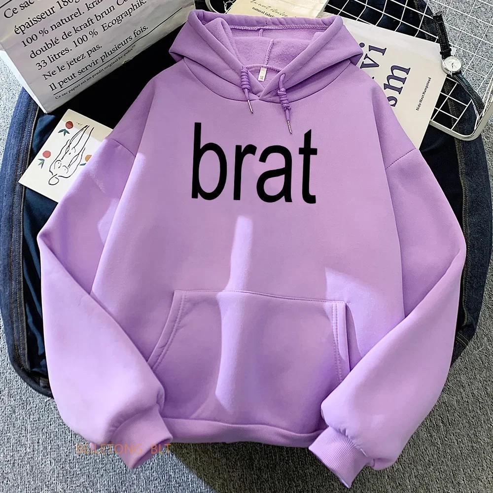 Charli XCX Brat-Damen-Hoodie, Damen-Streetwear mit langem Ärmel und grafischem Album-Print, colo