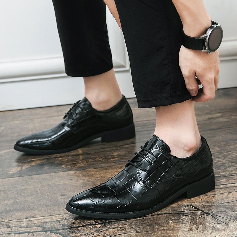 Large Size Pointed Leather Shoes Men's Size 38-48 Green Business Dress Wedding Shoes British Business Dress Leather Shoes