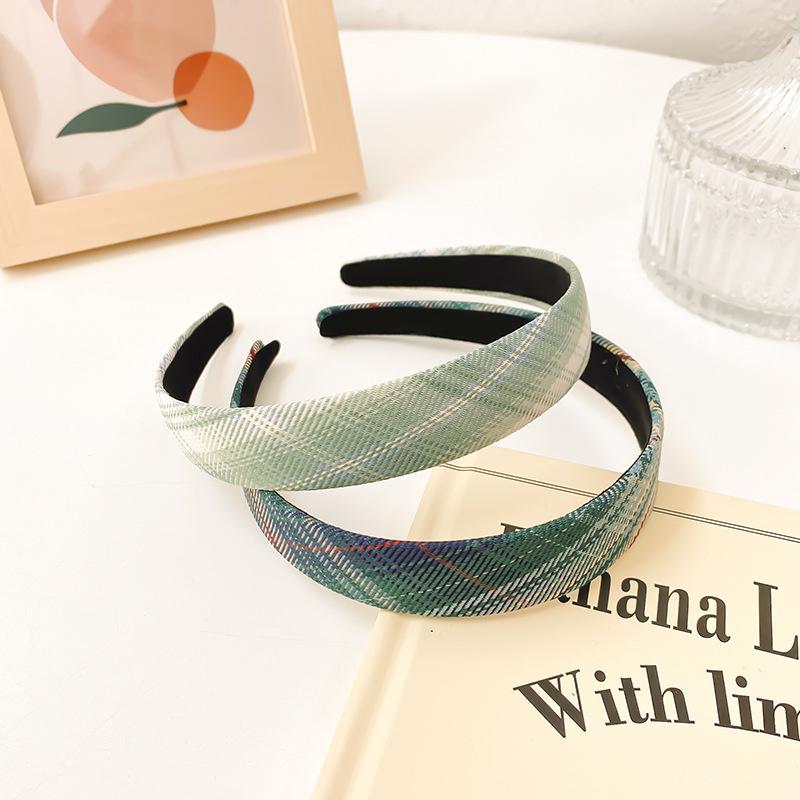 2 Stück/Set 2 cm dünner karierter Stoff-Haarreif für Frauen Mädchen tägliche Presse Haaraccessoires Koreanische JK Studentenuniform Kopfbedeckungen