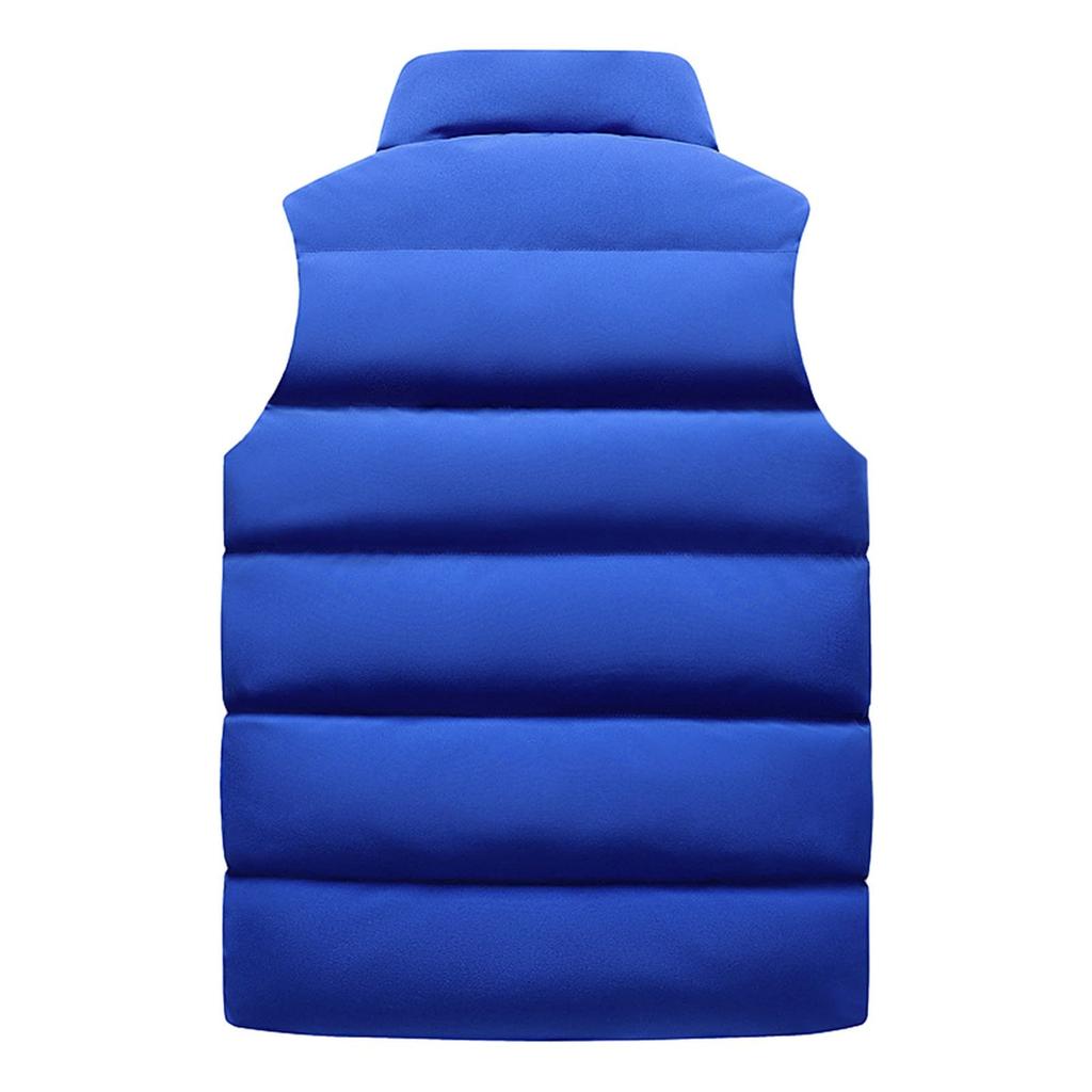 Mens Casual  Cardigan Sleeveless Velvet Solid Color Fleece Warm Quilted Jacket