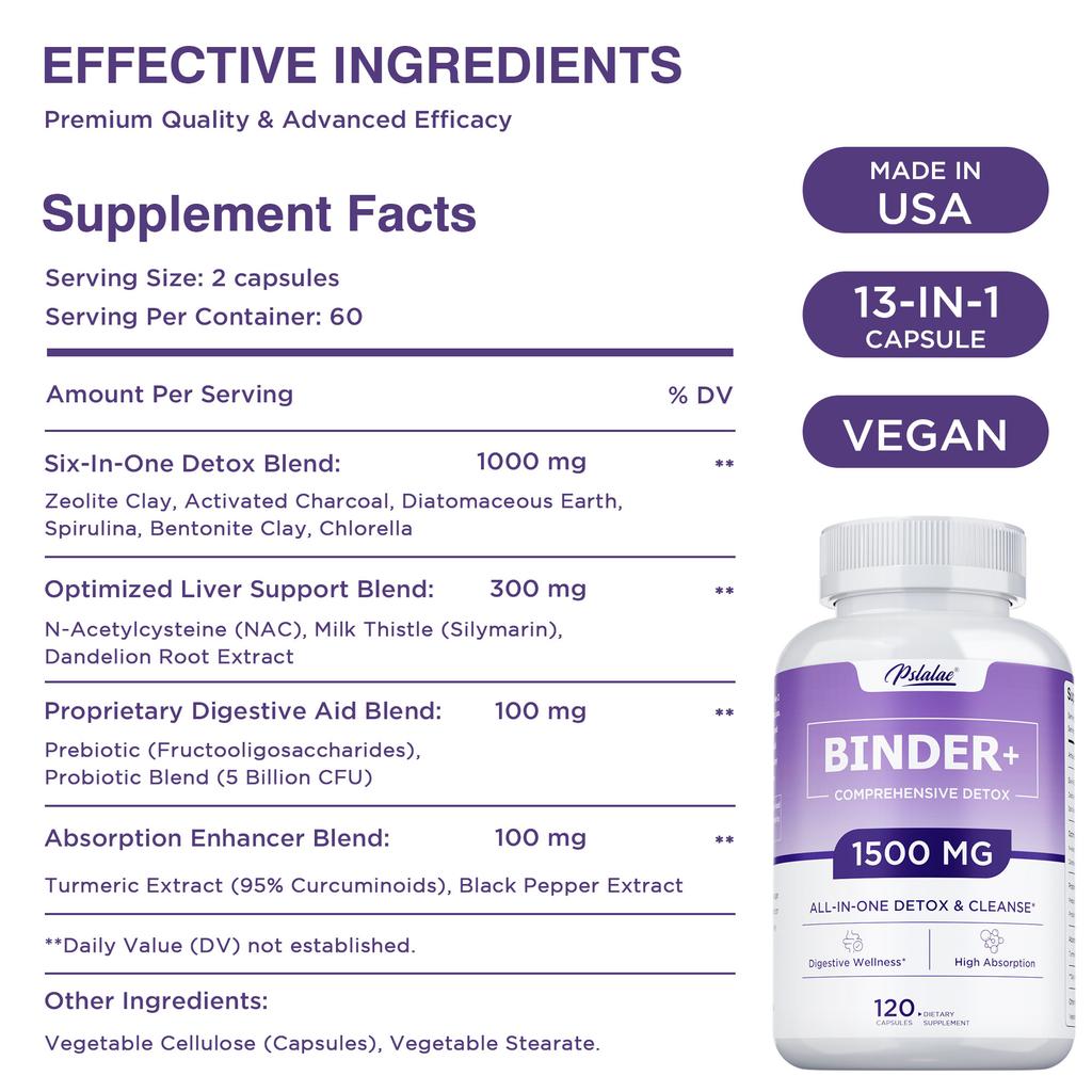 Questo agente disintossicante multi-effetto combina carbone attivo, zeolite e bentonite per purificare fegato e intestino e favorire la digestione.