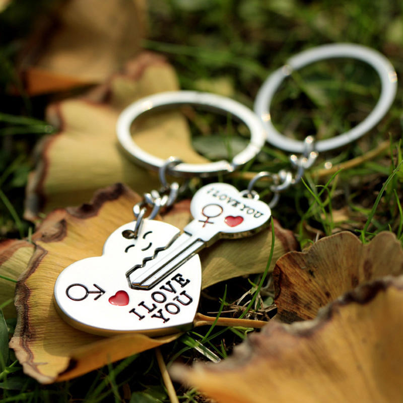 1 Pair I Love You Letter Keychain Heart Key Ring Souvenirs Valentine'S Day Gift