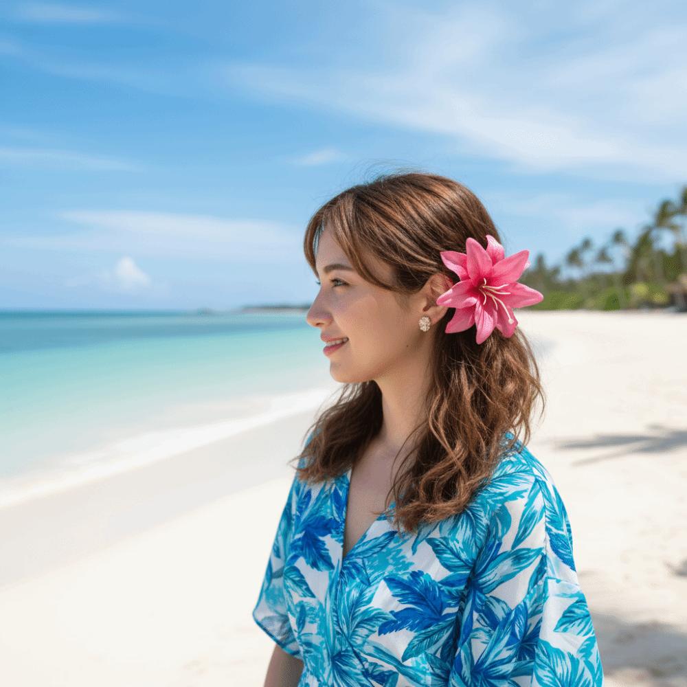 Elegant Sweet Petal Hair Clips Vintage Flower Duckbill Clip Red Fabric Hair Barrettes  Women Use