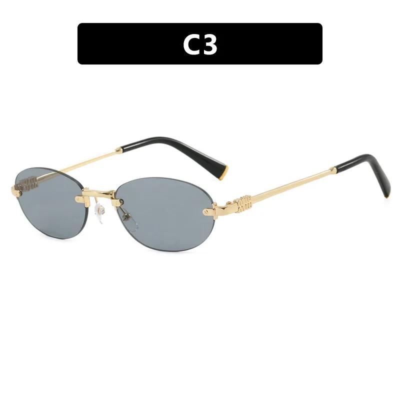Modne bezramkowe okulary przeciwsłoneczne owalne Ochrona UV400 Wysoka jakość Osobowość Dziewczyna Pokaz Mody Okulary