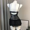 Transparent Lace Camisole Briefs Set Nightgown Lace Corset Skirt  Cosplay Party