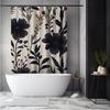 Gothic Floral Shower Curtain, Black Floral Shower Curtain, Black Wildflower, Vintage Gothic Shower Curtain, Spring