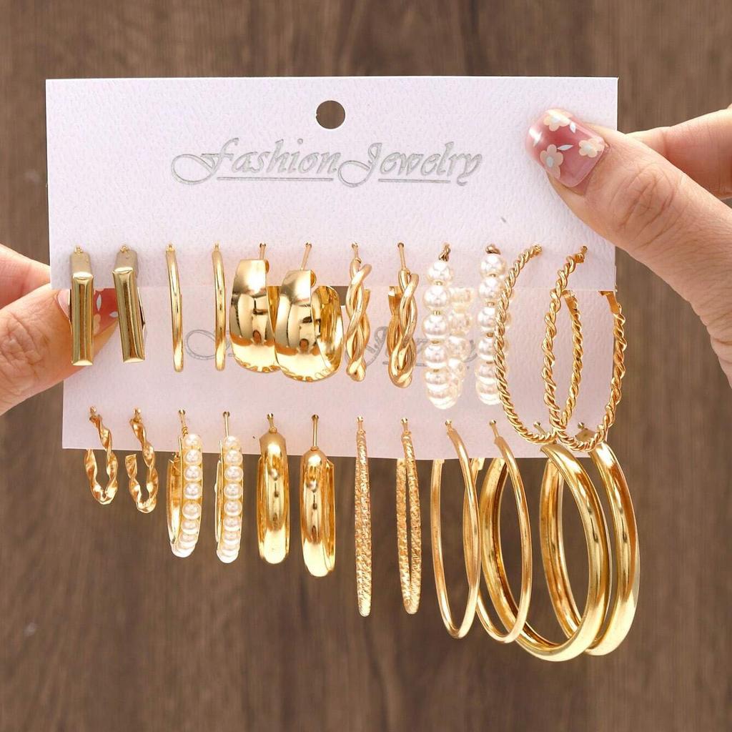 Hot-selling Simple Earrings Pair Suit Femininity Versatile Personality Exaggerated Pearl Earrings