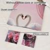 3 Piece Set Romantic Swan Valentine's Day Print Quilt Set, Including 1 Duvet Cover and 2 Pillowcases (excluding Padding)