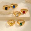 Vnox Minimalist Round Zircon Inlaid Rings For Women Men Stainless Steel Gold Color Elliptical Stone Ring Jewelry Never Lose