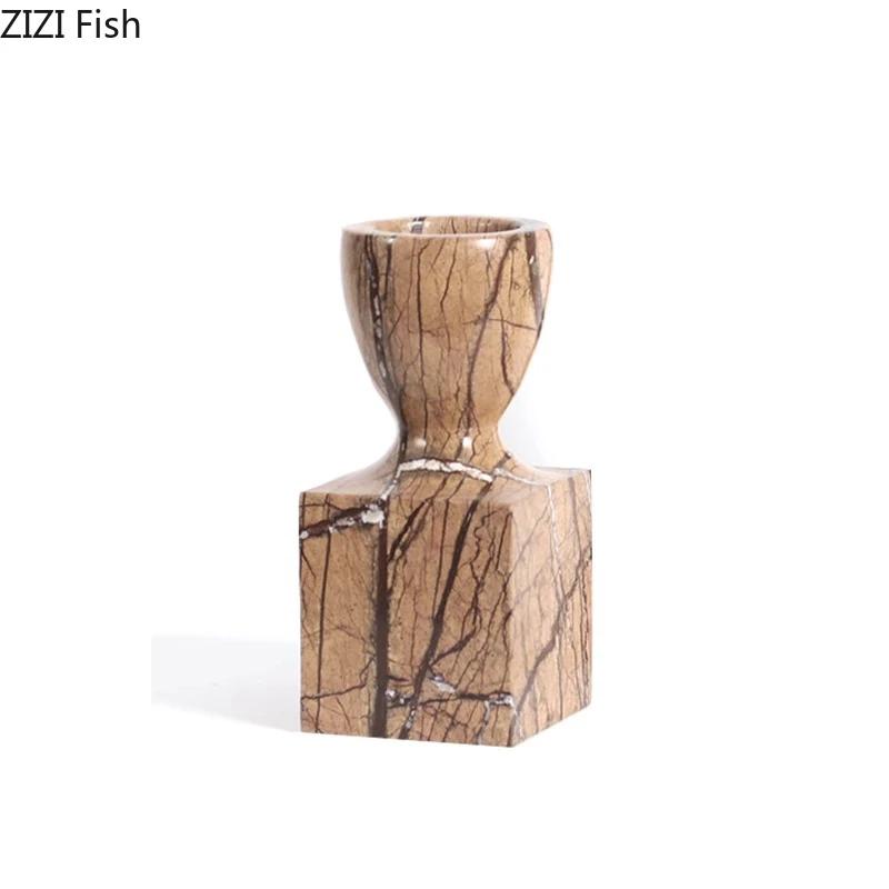 Natural Marble Candle Holder Romantic Dining Table Candlestick Desk Decoration Ornaments Wax Melt Burner Marble Candle Holders
