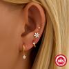S925 Sterling Silver Flower Diamond Set Of 4 Daily Matching Temperament Earrings Set Premium Opal Opal