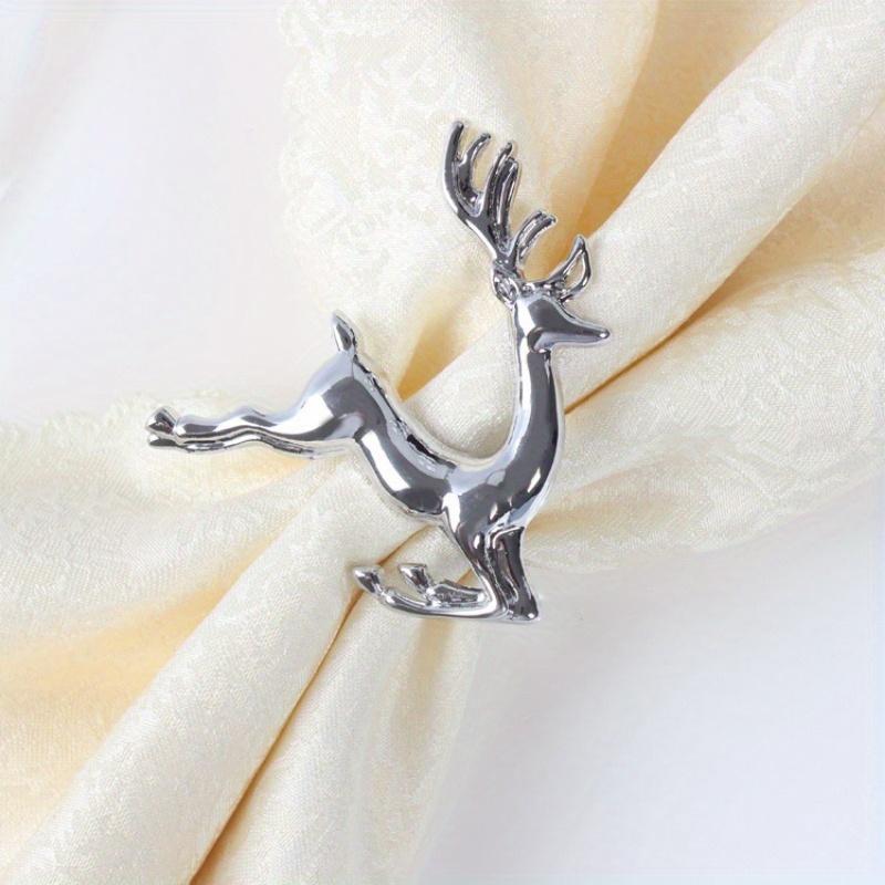 4Pcs Deer Napkin Rings Christmas Napkin Ring Holders Reindeer Napkin Buckle for Holiday Table Decoration