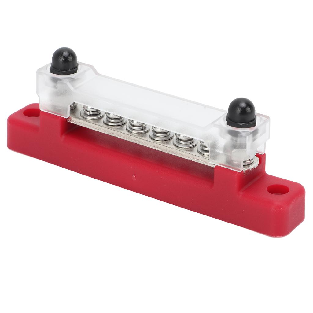 6 Terminal Distribution Block Bus Bar with PC Protection Cover M4 Screws M6 Binding Post for Cars Bo
