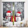 2pcs Christmas Blackout Curtains – Snowman & Santa Print   Rod Pocket   Machine Washable for Bedroom & Living Room – Festive Decor