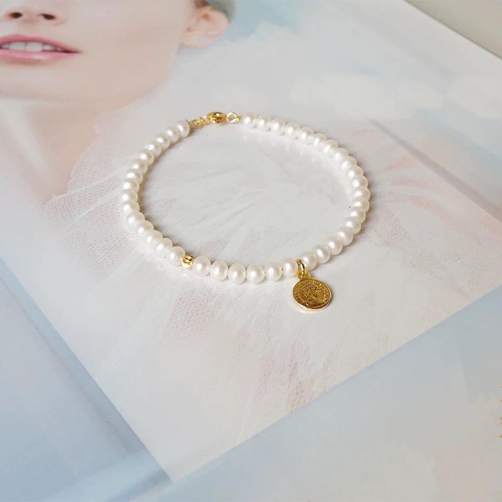 Female Simple Natural Freshwater Small Pearl Bracelet, Strong Light Bracelet, Retro Temperament Ins Niche Design Gift Rice Grains