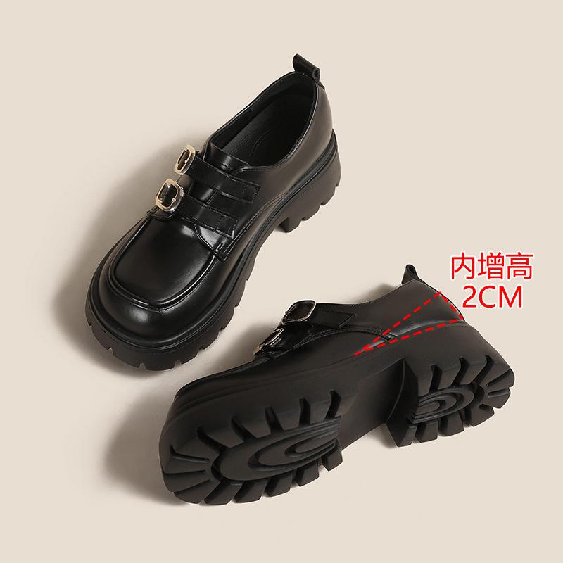 

Spring new small thick bottom inner height increase versatile double buckle belt women, small size 3333 34