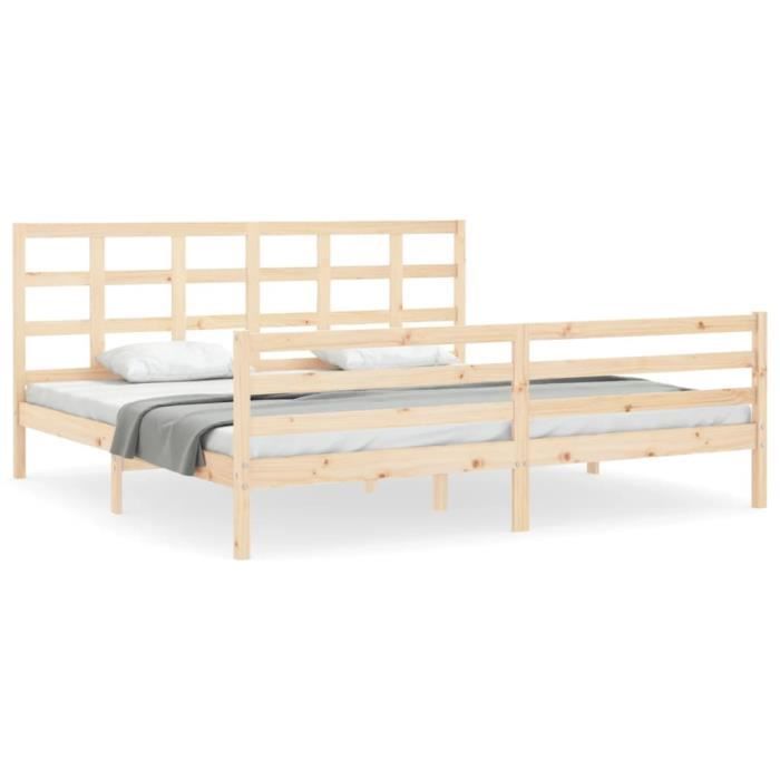 VidaXL Cadre de lit avec tête de lit 200x200 cm bois massif 3194006