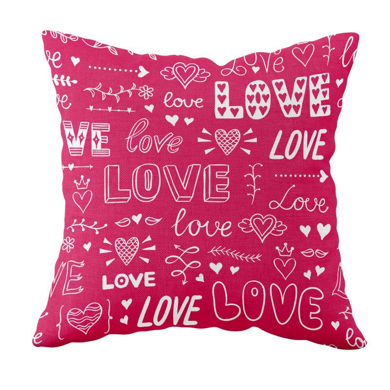 Valentine's Day Cushion Short Plush Love Printed Cushion Cover Car Bedside Cushion Gift
