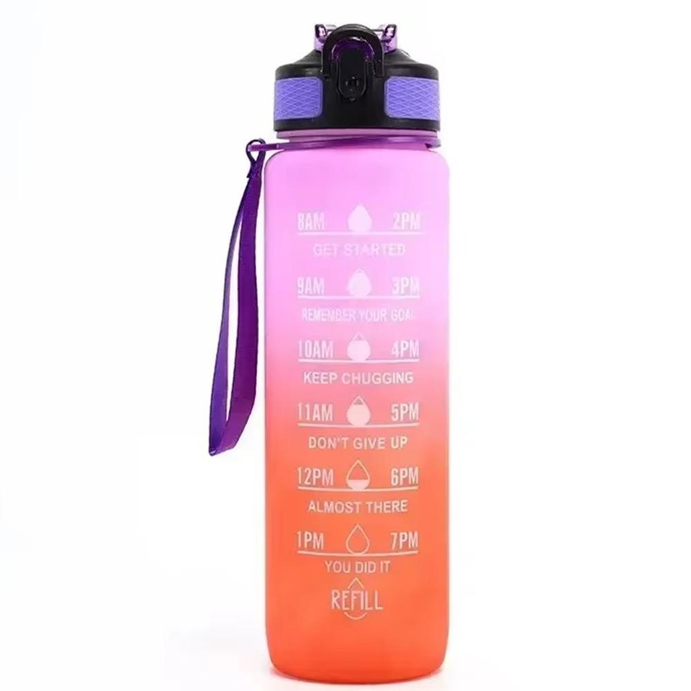 

Бутылки для воды 1000 мл, герметичные, с отметками времени для питья и соломинкой, мотивационная бутылка для питья, спортивная бутылка для воды для фитнеса, тренажерного зала, улицы 1000ml розовый