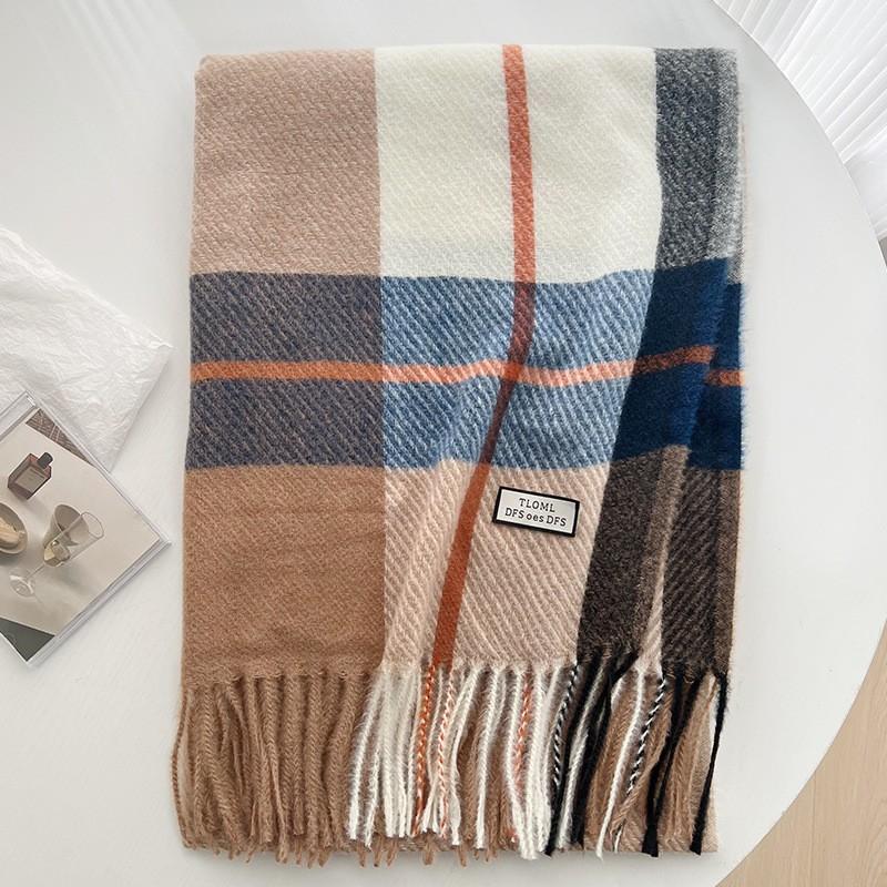 Scarf New imitation cashmere color plaid scarf female Korean version autumn and winter plaid scarf fringed shawl scarf