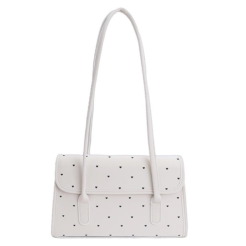 

Летняя лакированная сумка в горошек, новая трендовая нишевая сумка подмышку, вместительная сумка-тоут для поездок на работу белый