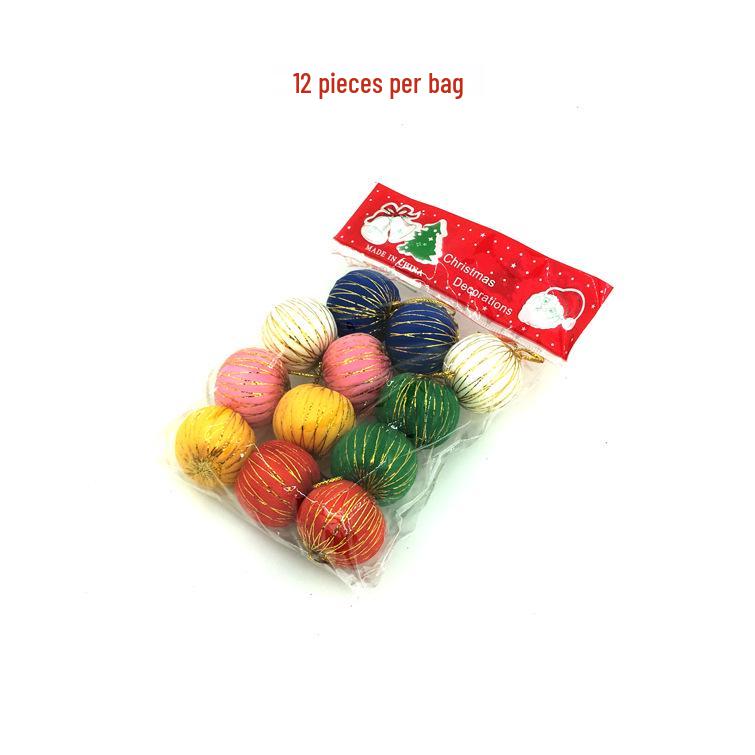 12-Piece Christmas Tree Ornament Set: 3cm Colorful Winding Balls