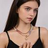 Buntes mehrschichtiges Perlenhalsband Damen Herzanhänger Perlenchoker Süßes Boho-Halsband für Mädchen Urlaub Sommer Strand