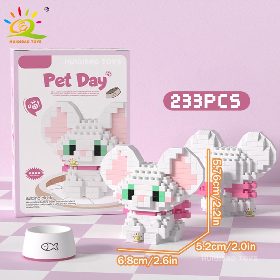 MINI Working Cat Pet Dog Micro Model Building Block Set Kids City Cartoon Animal Diamond Bricks Educational Toys Adult