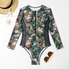 European and American Swimsuit One-piece Long-sleeved Mesh Stitching Surf Suit