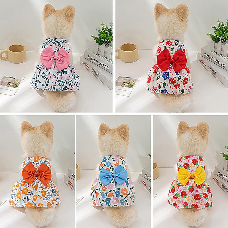 Hond Strik Bloemig Jurkje Schattig Zomer Ultra Dun Bloemige Fragmenten Patroon Teddy Bichon Hond Jurkje Zomer Huisdier Kleding Kat Kleding