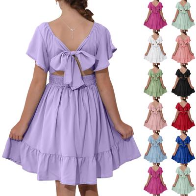 Vestido de Verano para Niñas - Vestido de Sol con Volantes y Hombros Descubiertos