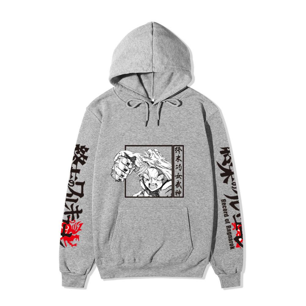 Record of Ragnarok Thor Manga Hoodie Vertikaler Japanischer Chinesischer Text Drachenprint Anime Pullover Sweatshirt