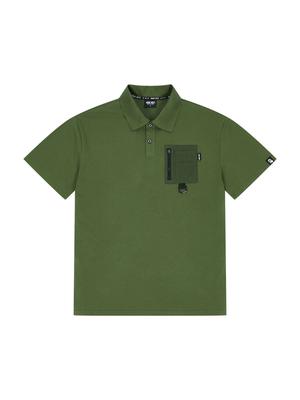 T-shirt tattica Jeimiweseuteu con taschino e colletto a punta (cachi)