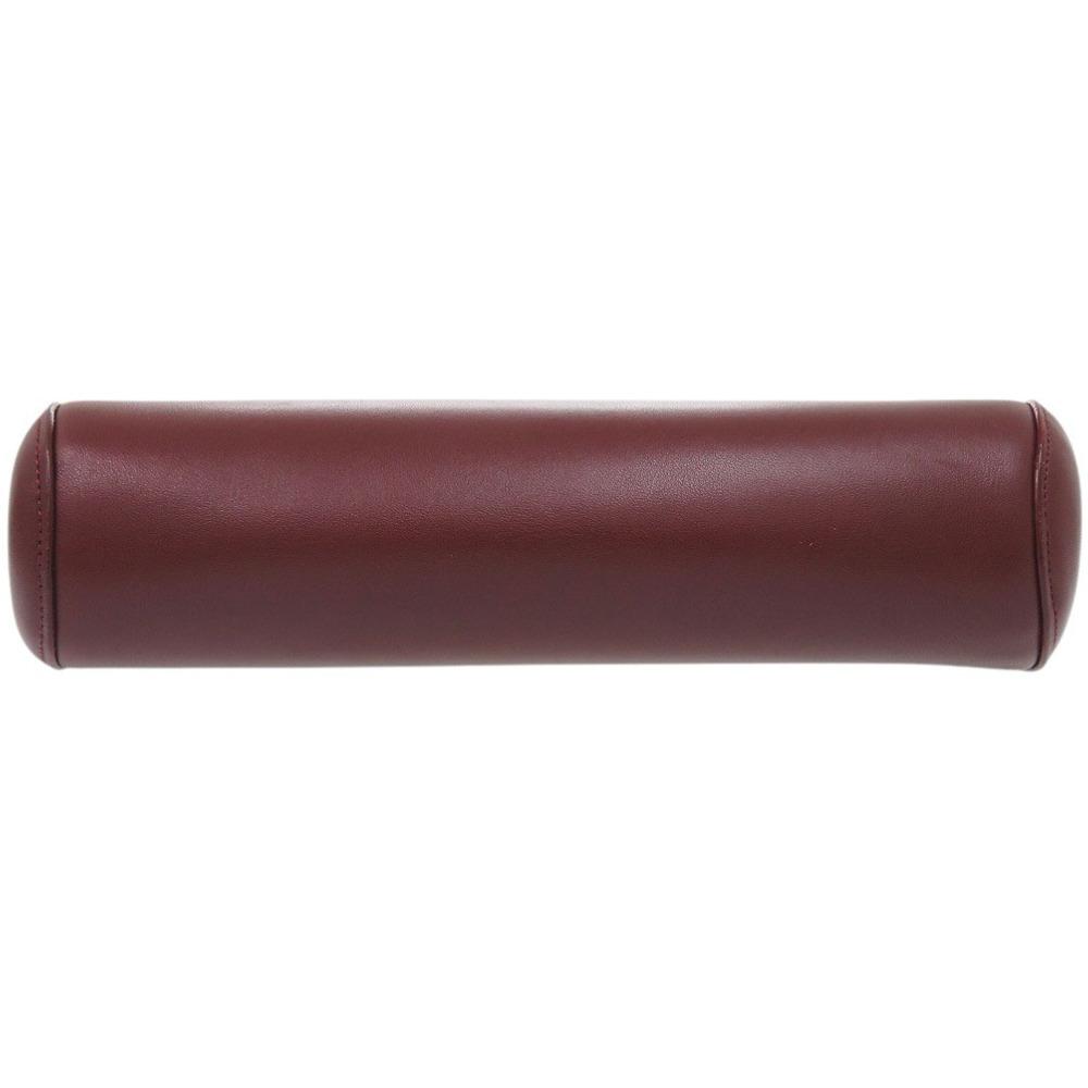 Used AUTHENTIC CARTIER Cabochon Hand Bag Bordeaux Leather