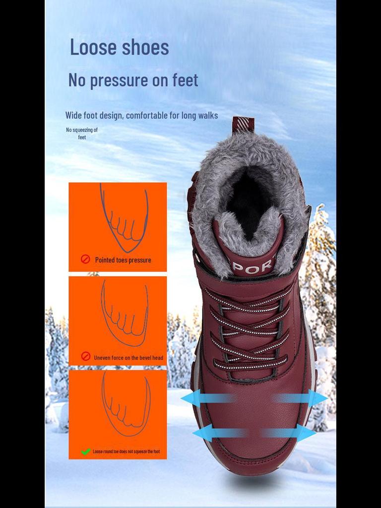 Men's Thickened Velvet Winter Snow Boots for Seniors