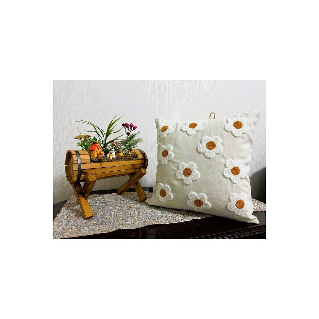 Hd Home Collection Kissenbezug aus Leinenstoff mit Gänseblümchenmuster und Stickereien