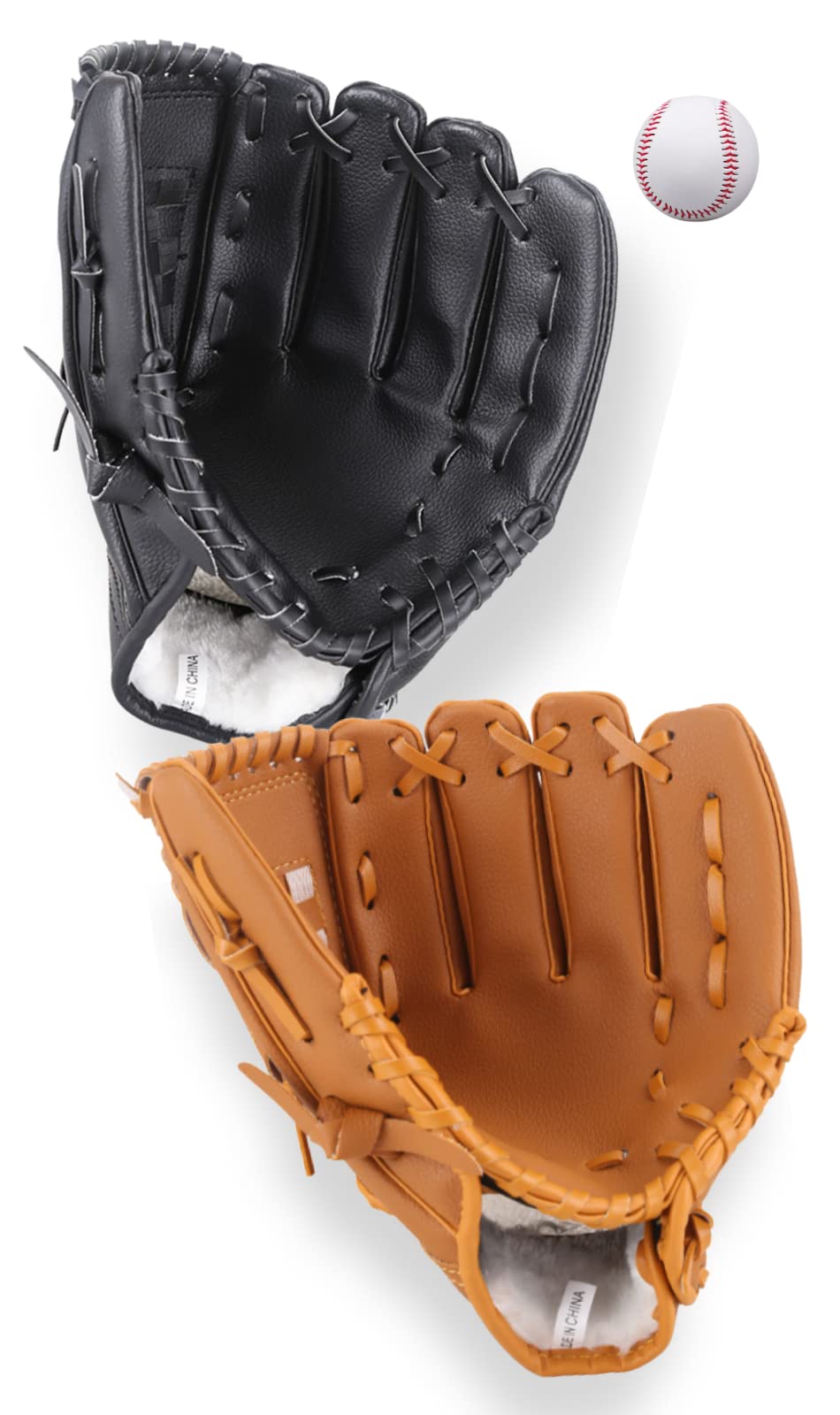 

PLUSGOODS Adult Catch Ball Set with Two Gloves and Couples Baseball Set Throw Baseballs, (Right-Handed + Left-Handed Throw)