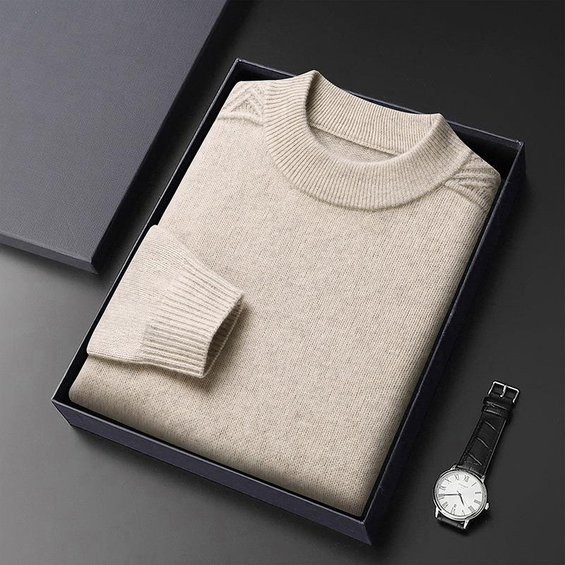 Mens Thickened Warm Half Turtleneck Knitted Sweater Casual Winter Pullover