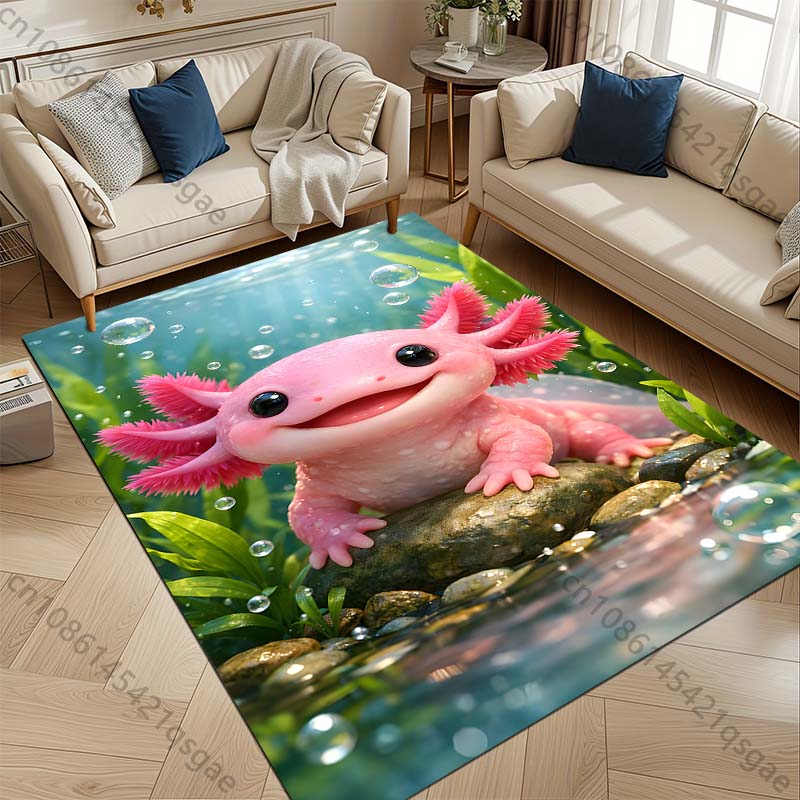 Multiple sizes Pink axolotl underwater Carpet for Living Room Bedroom Sofa Home Decor Rus Non-slip Floor Mat Luxury Gift