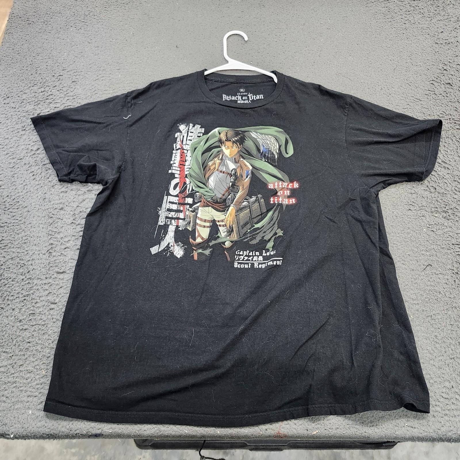 Attack On Titan Captain Levi Shirt Mens XL Black Anime Graphic Tee Tagless Unisex T-Shirt XXXXL
