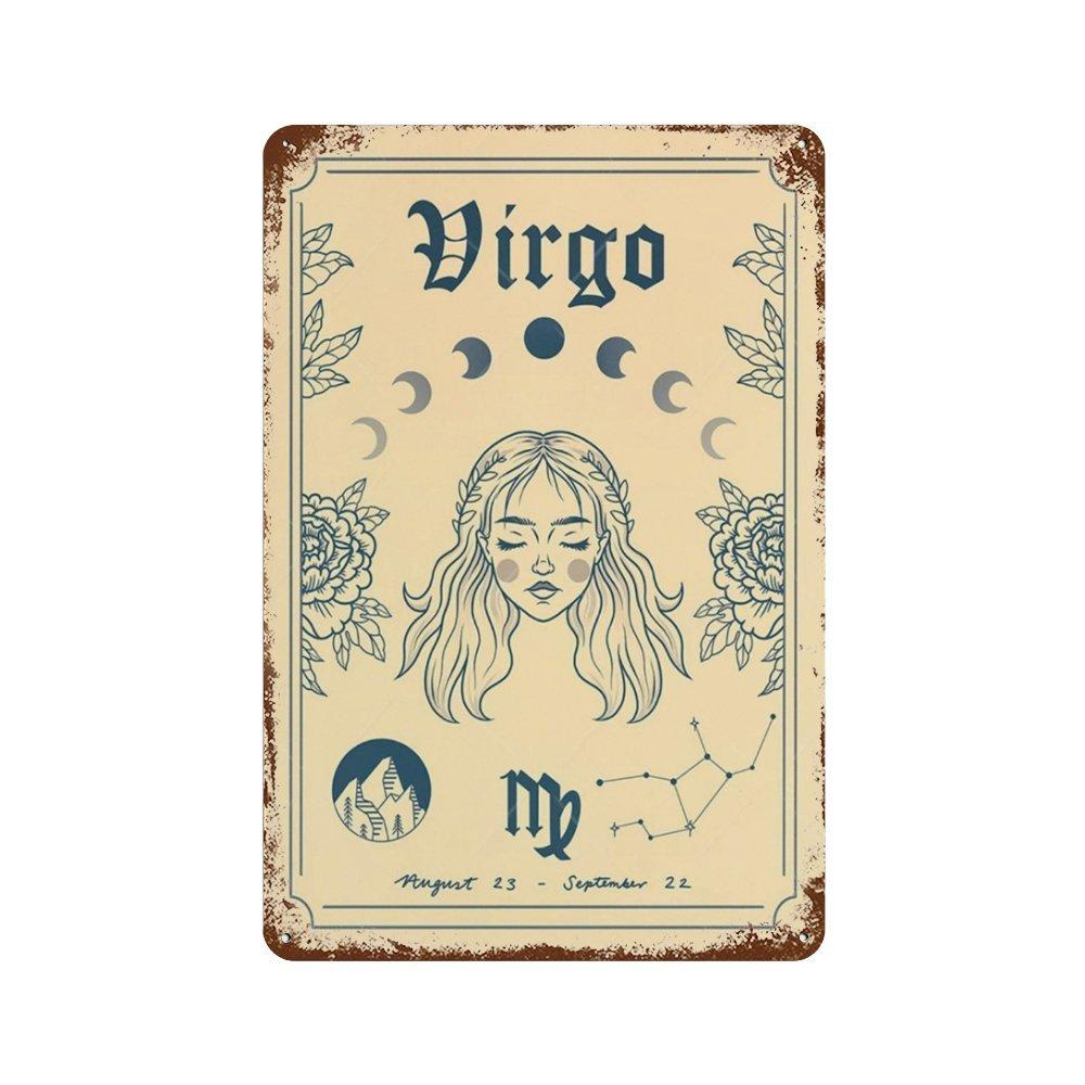 Constellation Nursery Wall Art Metal Aluminum signs Plaque Poster Astrology Boho Cancer Zodiac Astrology Water Star Decoration 20x30cm