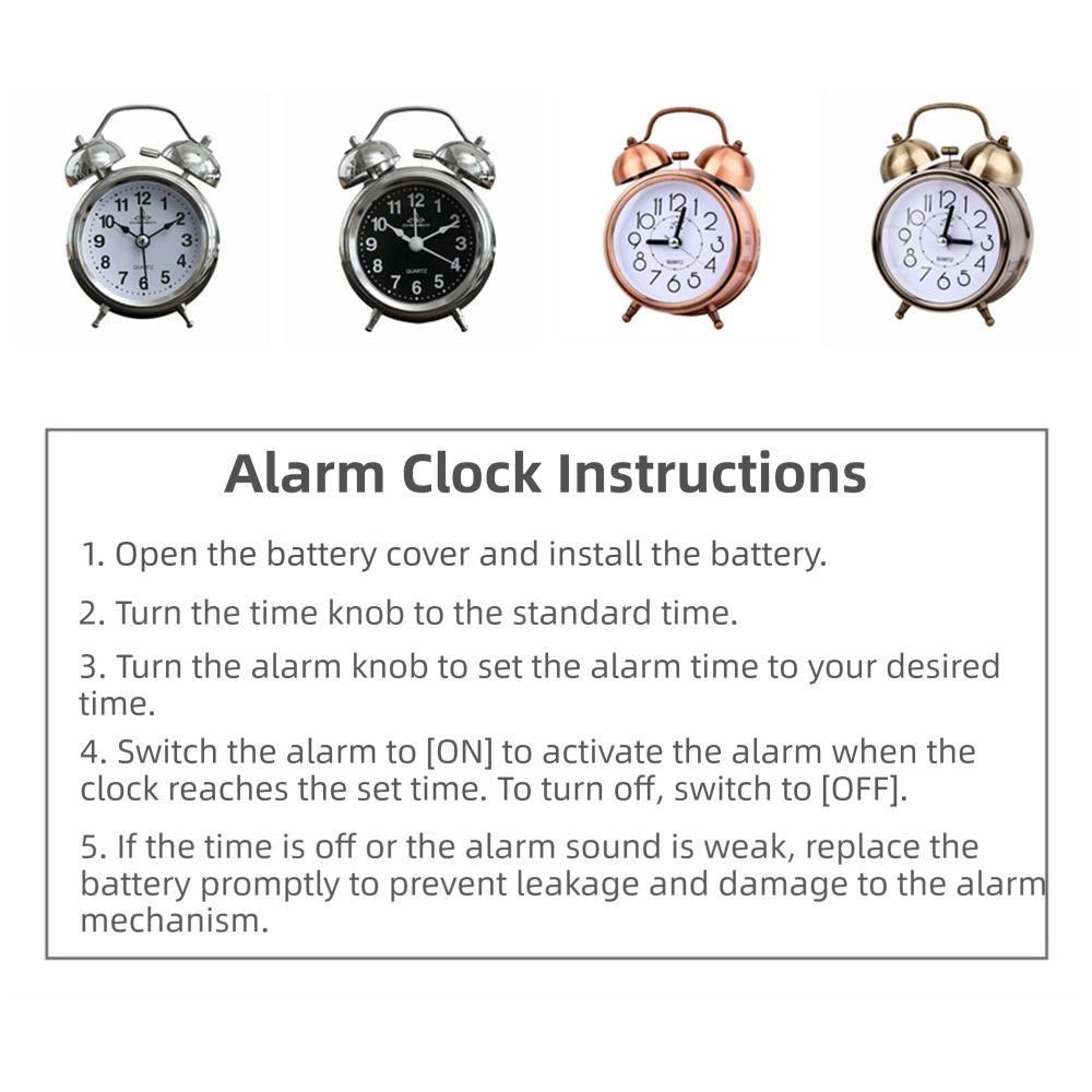 Creative Classical Alarm Clock Super Loud Double Bell Retro Alarm Clock Mute Type with Night Light Time Planning Clock