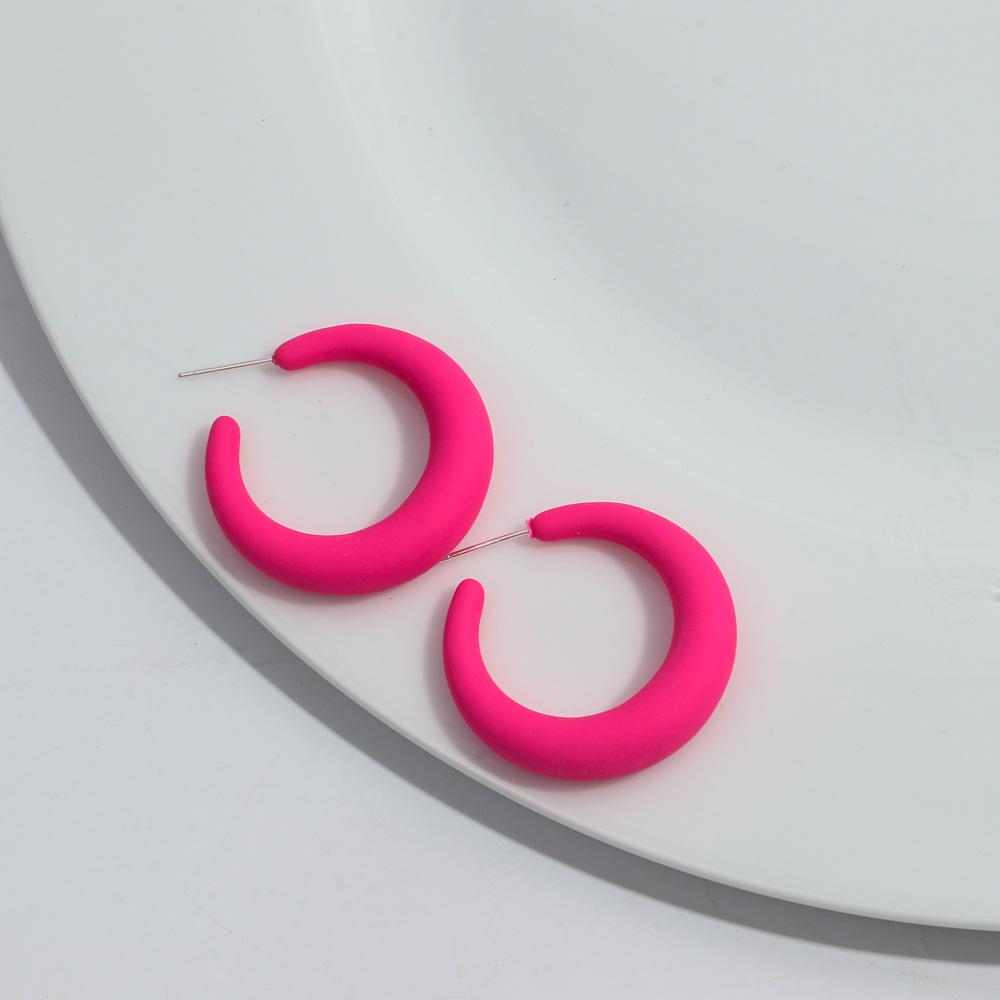 Korean Frosted Acrylic C-Shape Hoop Earrings for Women Resin Geometric Candy Color Circle Earrings 2025 Fashion Jewelry Gifts