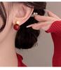Wine red earrings, women's light luxury high-end earrings, 2026 new popular autumn and winter niche Chinese New Year earrings trend