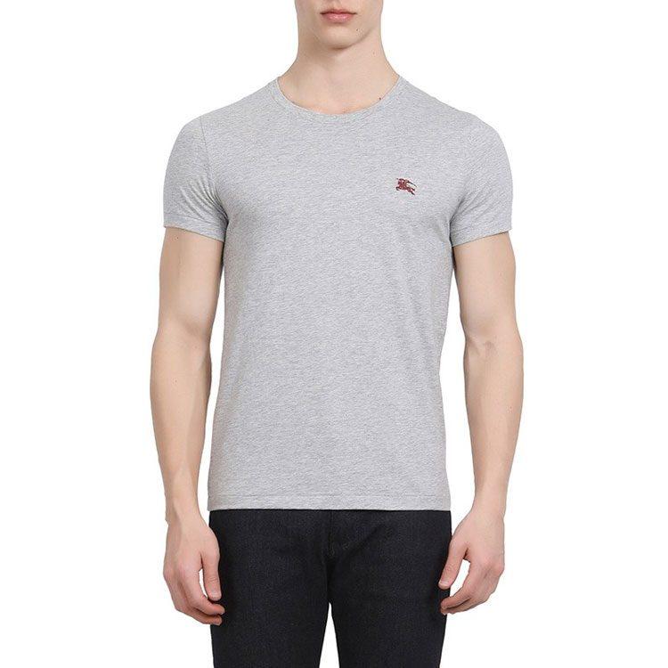 Burberry Men War Horse Embroidered Round Neck Short Sleeve T-shirt Grey 80038301