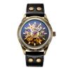 Creative Skeleton Mechanical Wristwatch Automatic Self Winding Watches Men Leather Steampunk Clock Without Battery Uhr Reloj