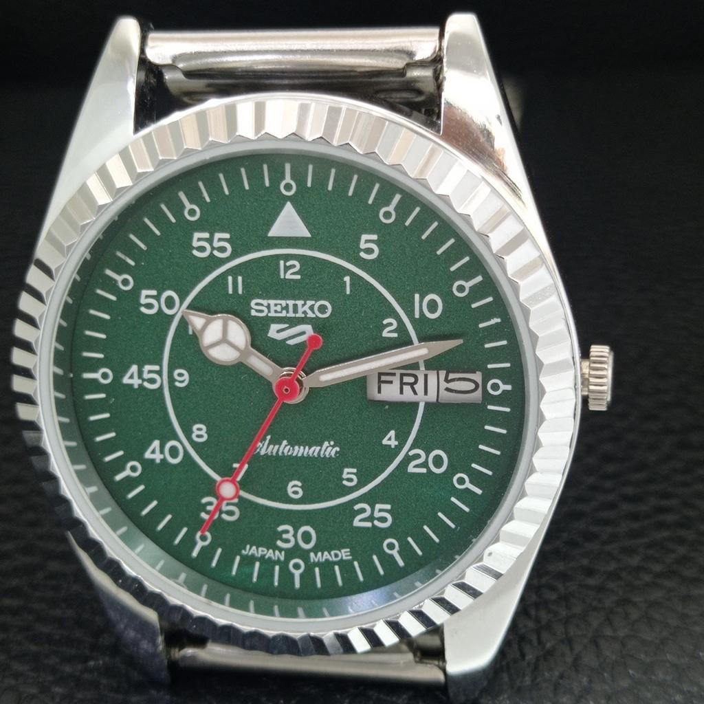 REFURBISHED VINTAGE SEIKO 5 AUTOMATIC 6309A JAPAN MENS GREEN WATCH a442957-1