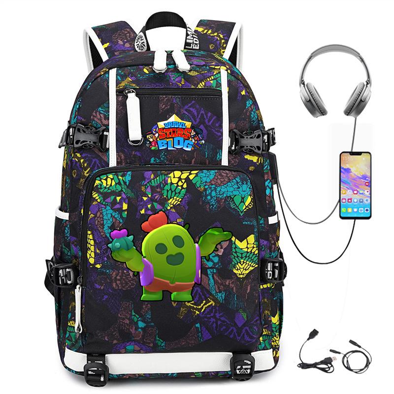 Brawl Stars Peripheral With Usb Backpack Student Outdoor Travel Large Capacity Mountaineering Bag