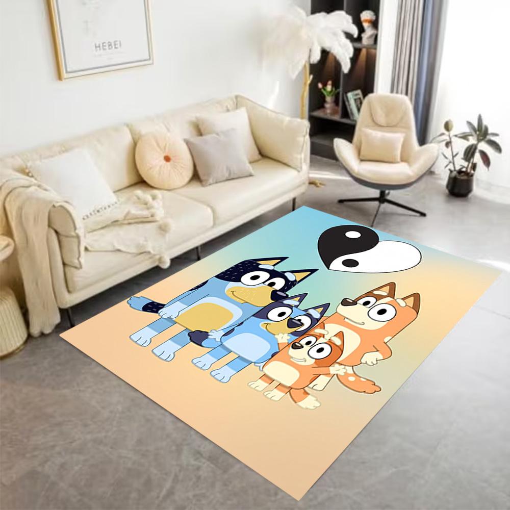 Bluey Family Harmony Floor Mat Suitable for Balcony Outdoor Dormitory Study Room Antislip Carpet Anime Office Decor Wedding Party Gift