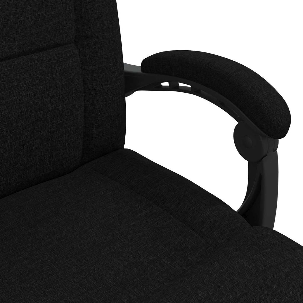 Adjustable Floor Footstool Black Fabric